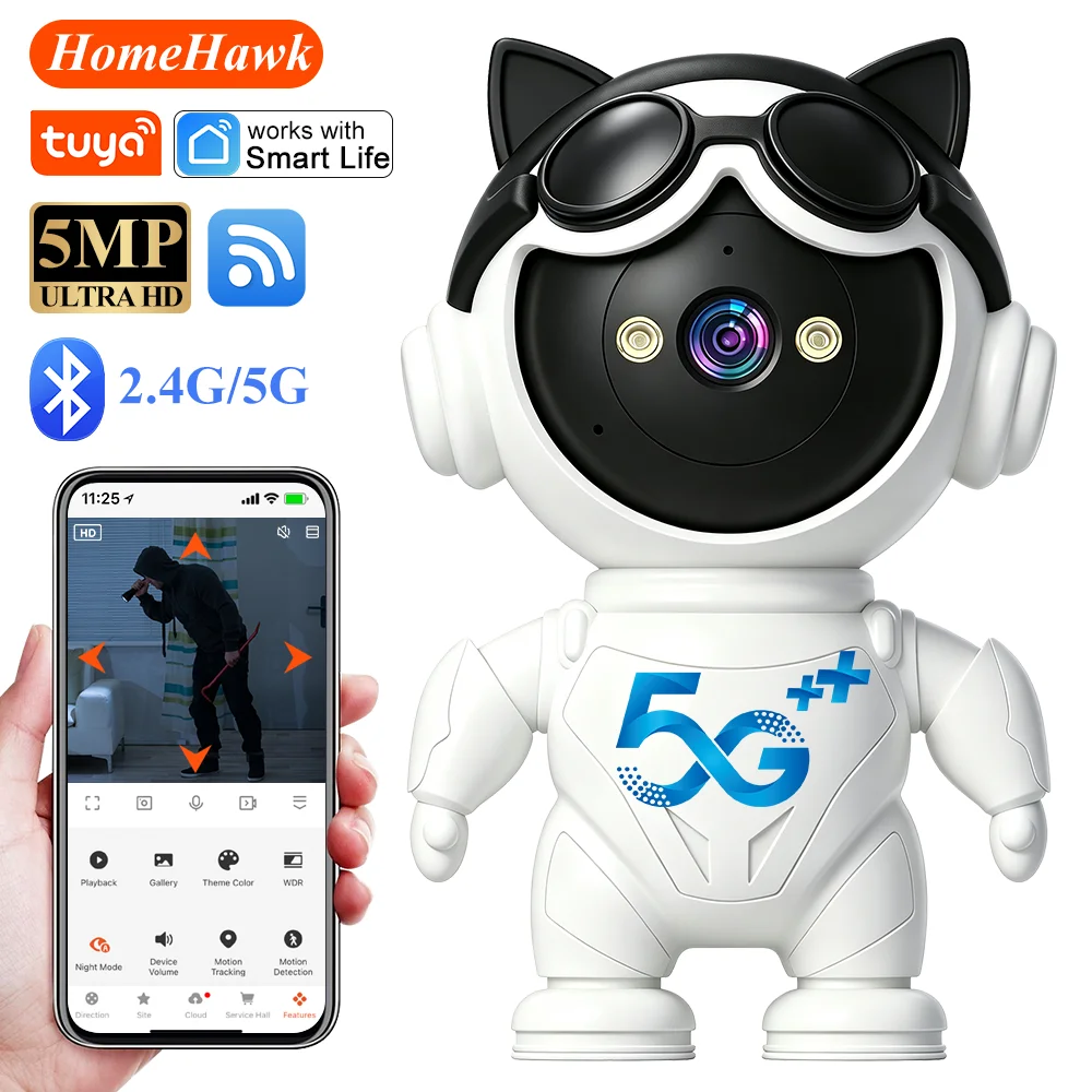 Home Security Robot - Cámara IP Inalámbrica Inteligente Tuya, Mini